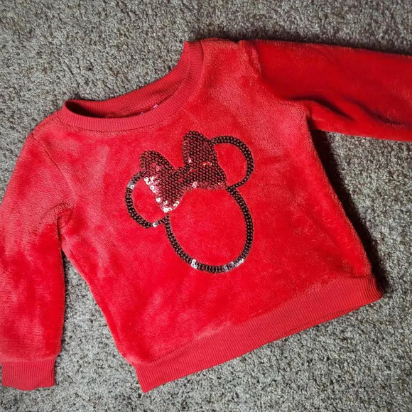 Disney Junior Red Minnie Mouse Fleece Pullover Sweatshirt 18m - Picture 1 of 13